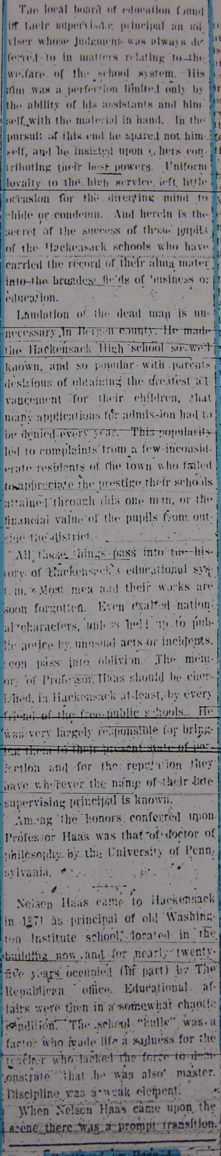 2 Bergen County Record January 6, 1906 Tribute 1 Continued 2